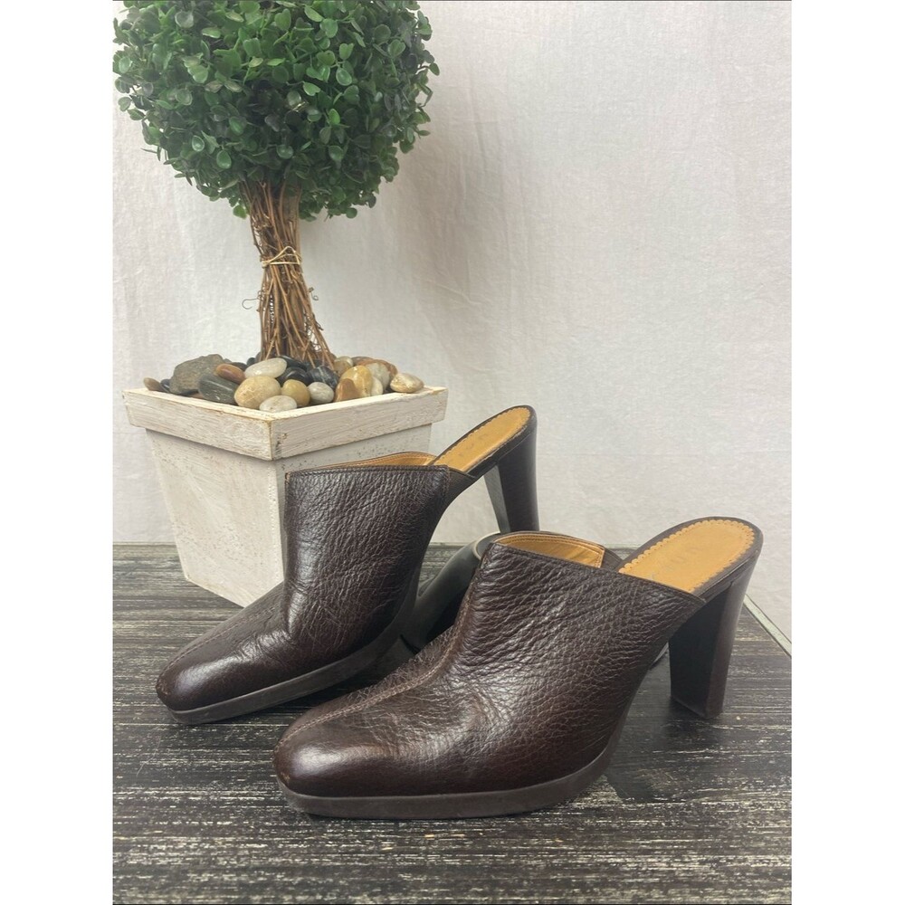Unisa Brown Leather Sultana Mule Heel Shoes 7